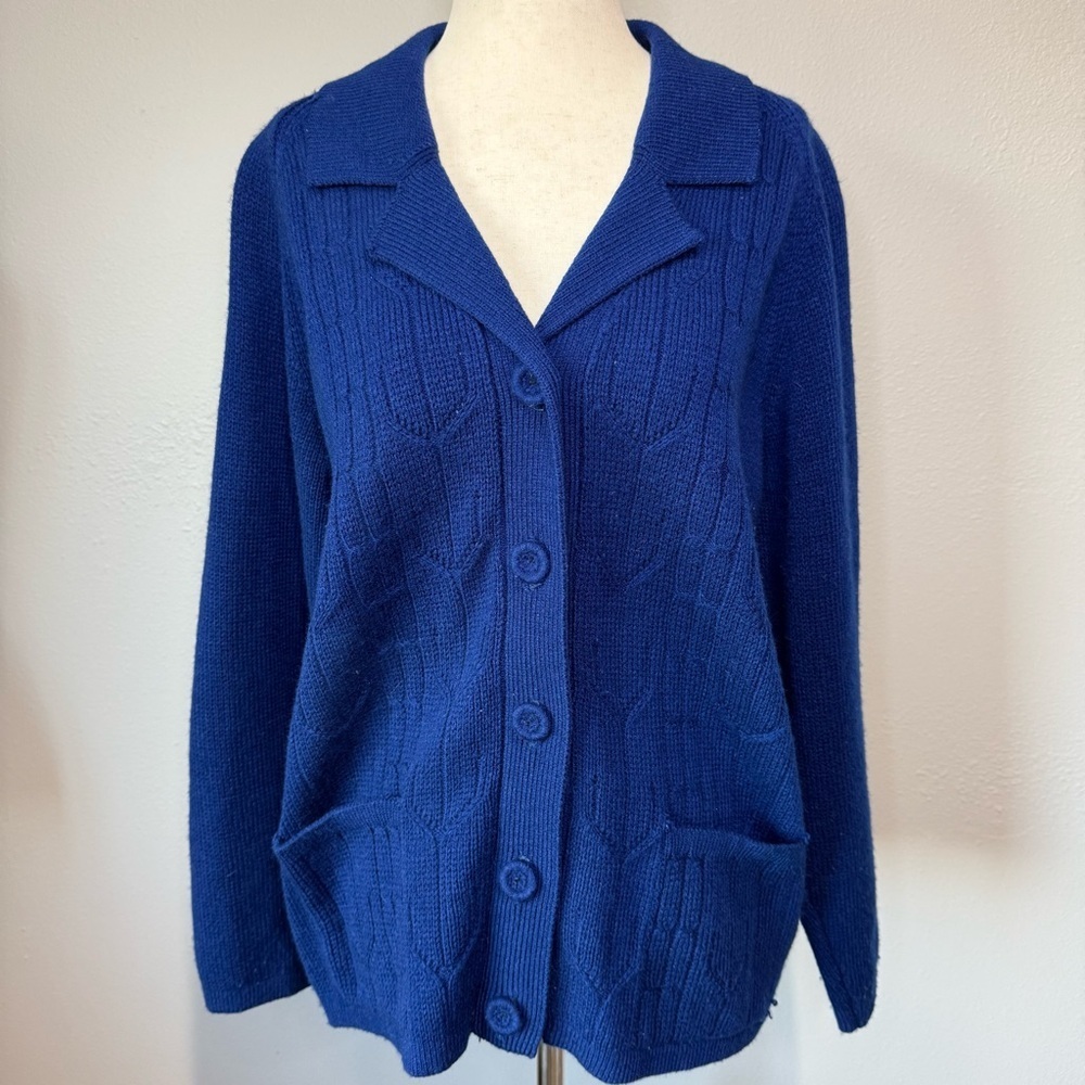 Vintage Rose Full Fashioned Royal Blue Knit Cardigan